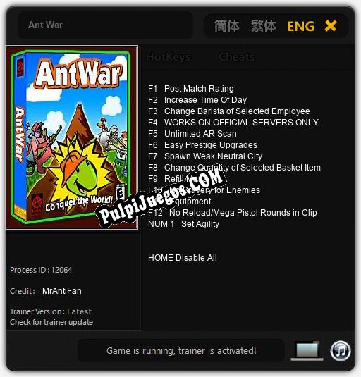 Entrenador liberado a Ant War [v1.0.2]