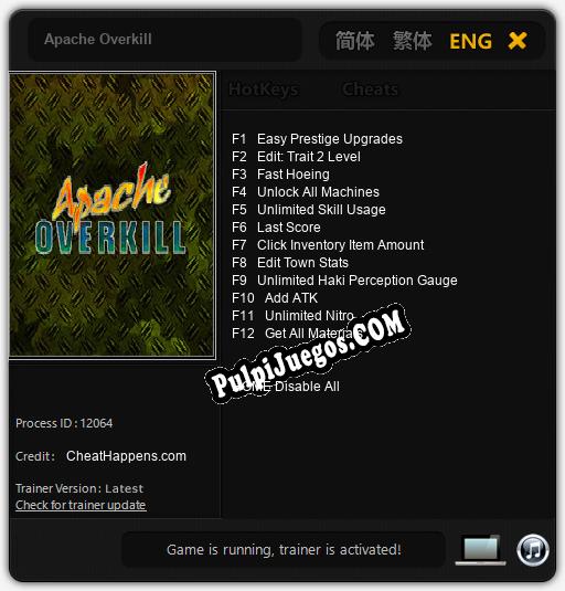 Apache Overkill: Cheats, Trainer +12 [CheatHappens.com]