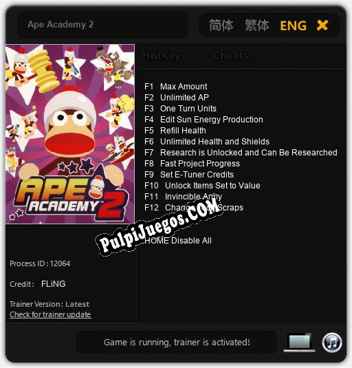 Ape Academy 2: Trainer +12 [v1.7]