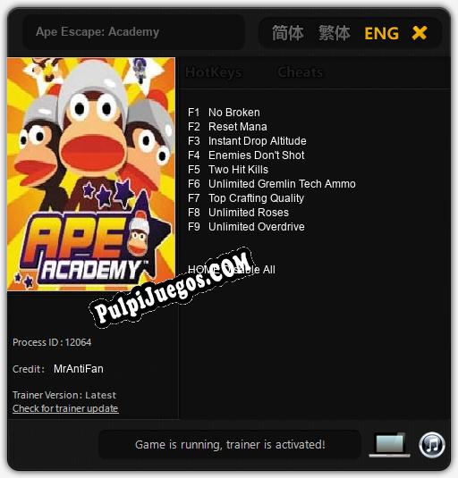 Entrenador liberado a Ape Escape: Academy [v1.0.9]