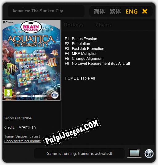 Aquatica: The Sunken City: Treinador (V1.0.38)