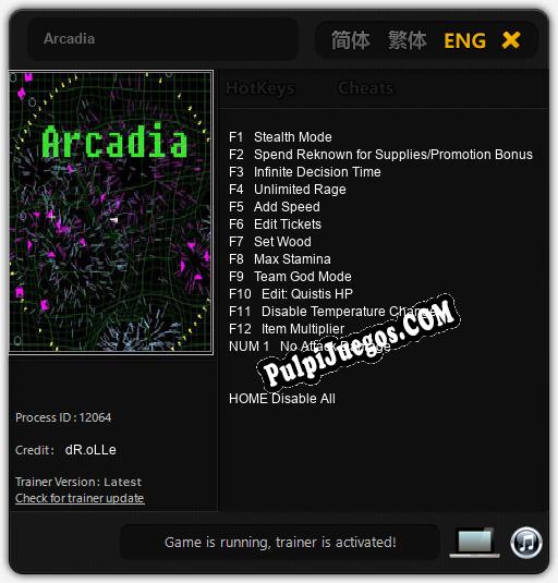 Arcadia: Treinador (V1.0.43)