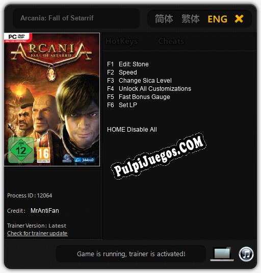 Entrenador liberado a Arcania: Fall of Setarrif [v1.0.5]