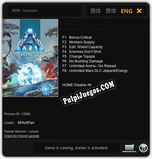 ARK: Genesis: Cheats, Trainer +8 [MrAntiFan]