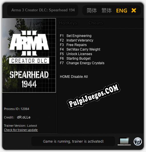 Arma 3 Creator DLC: Spearhead 1944: Trainer +7 [v1.1]