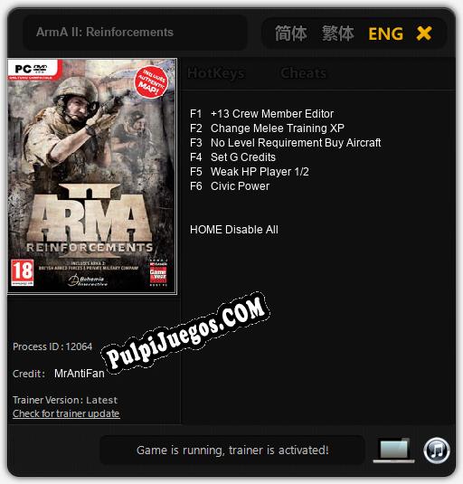 ArmA II: Reinforcements: Cheats, Trainer +6 [MrAntiFan]