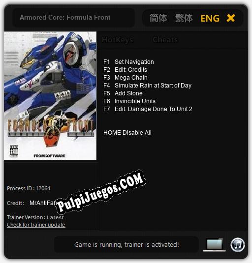 Armored Core: Formula Front: Trainer +7 [v1.3]