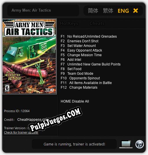 Army Men: Air Tactics: Trainer +12 [v1.7]