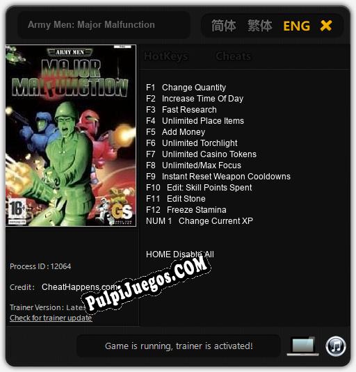 Army Men: Major Malfunction: Trainer +13 [v1.5]