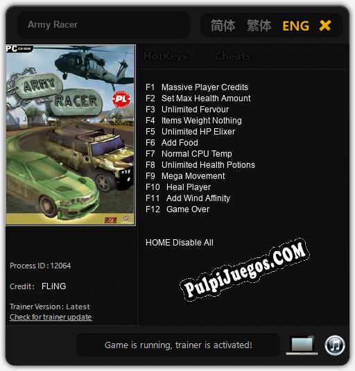 Army Racer: Trainer +12 [v1.6]
