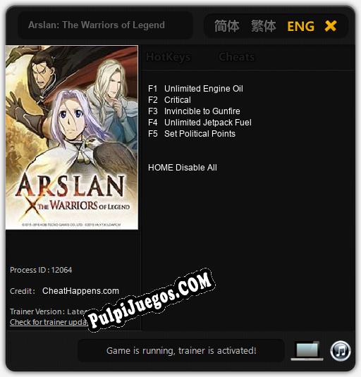 Arslan: The Warriors of Legend: Treinador (V1.0.38)