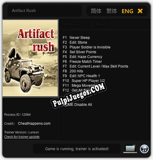 Entrenador liberado a Artifact Rush [v1.0.8]