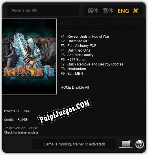 Ascension VR: Cheats, Trainer +9 [FLiNG]