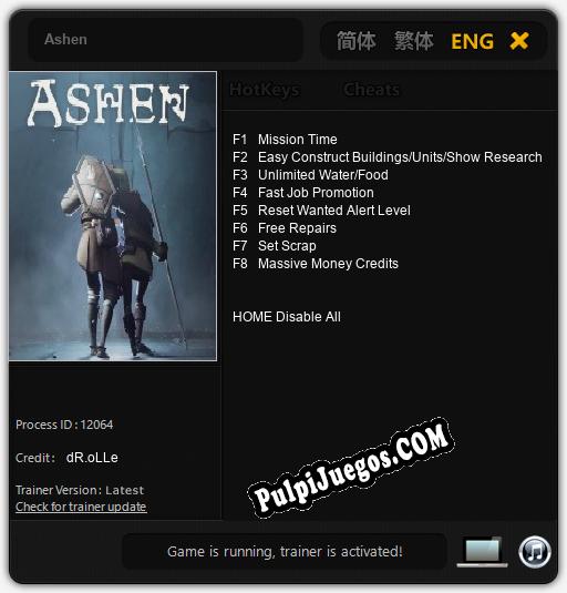 Ashen: Treinador (V1.0.84)