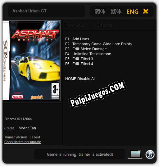 Asphalt Urban GT: Cheats, Trainer +6 [MrAntiFan]