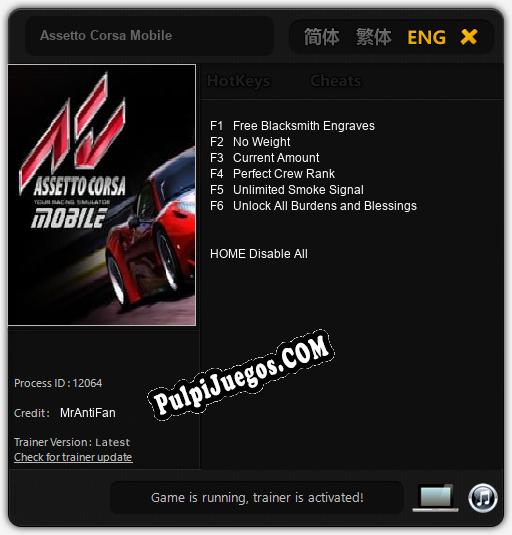 Assetto Corsa Mobile: Trainer +6 [v1.6]