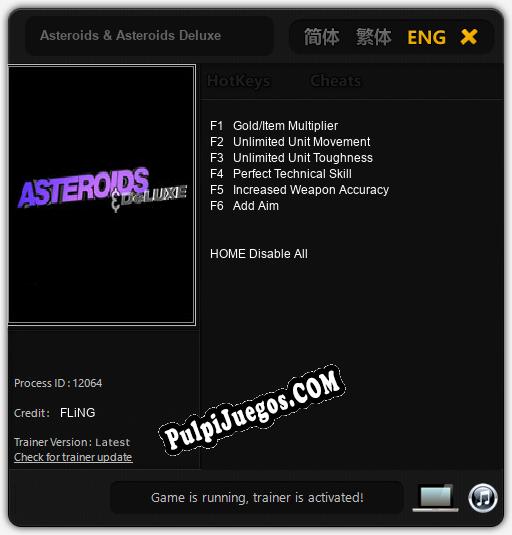 Asteroids & Asteroids Deluxe: Trainer +6 [v1.2]