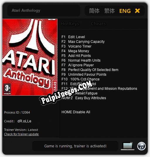 Entrenador liberado a Atari Anthology [v1.0.5]