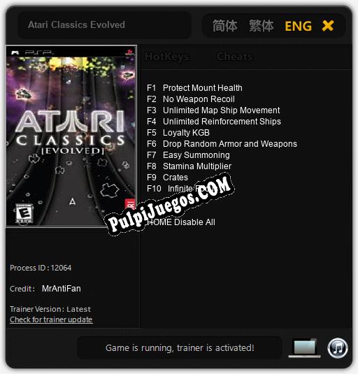 Atari Classics Evolved: Cheats, Trainer +10 [MrAntiFan]