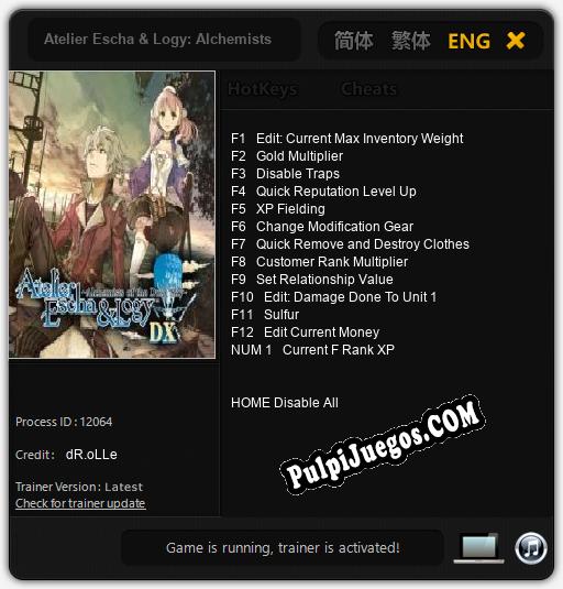 Atelier Escha & Logy: Alchemists of the Dusk Sky DX: Treinador (V1.0.60)