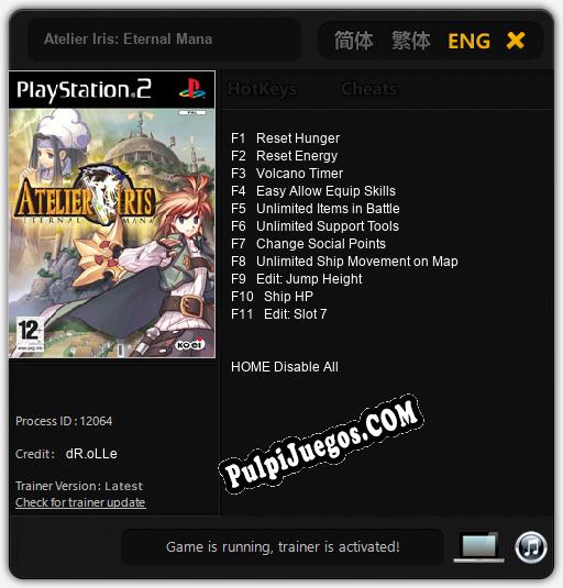 Entrenador liberado a Atelier Iris: Eternal Mana [v1.0.9]