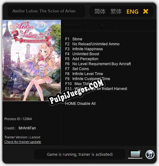 Atelier Lulua: The Scion of Arland: Trainer +11 [v1.9]