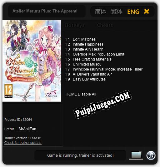 Atelier Meruru Plus: The Apprentice of Arland: Treinador (V1.0.1)