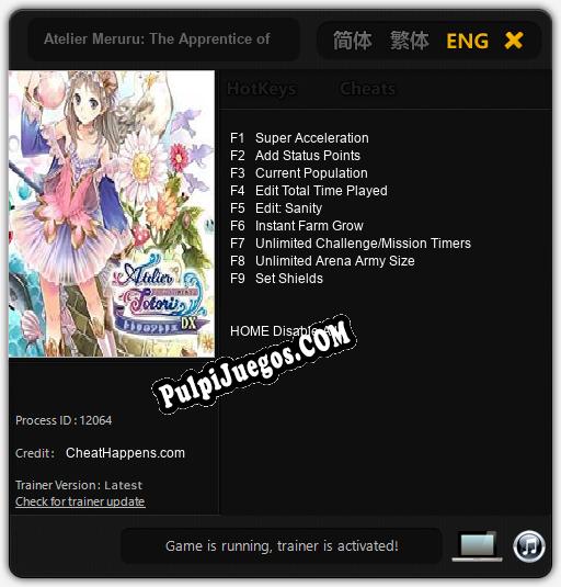 Atelier Meruru: The Apprentice of Arland DX: Treinador (V1.0.38)