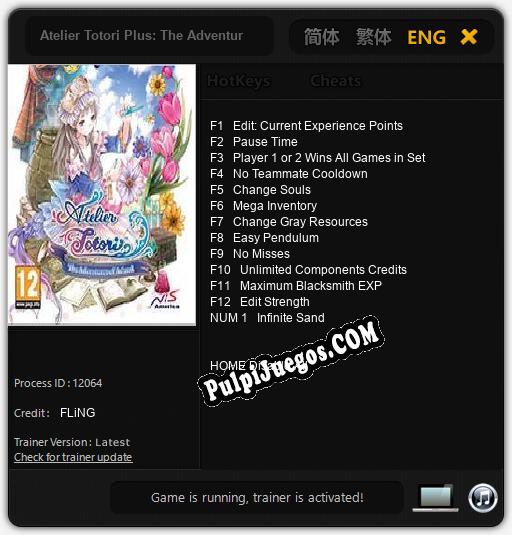 Entrenador liberado a Atelier Totori Plus: The Adventurer of Arland [v1.0.4]