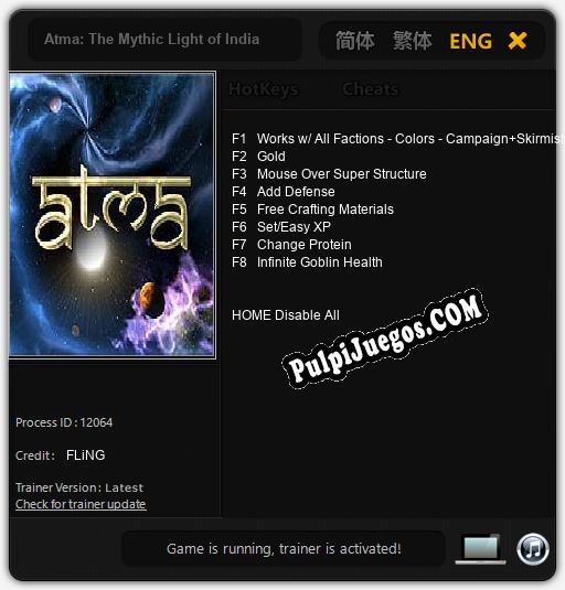 Atma: The Mythic Light of India: Treinador (V1.0.36)