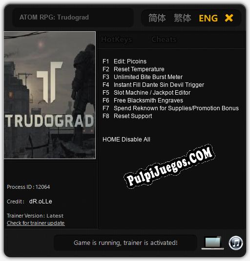 ATOM RPG: Trudograd: Cheats, Trainer +8 [dR.oLLe]