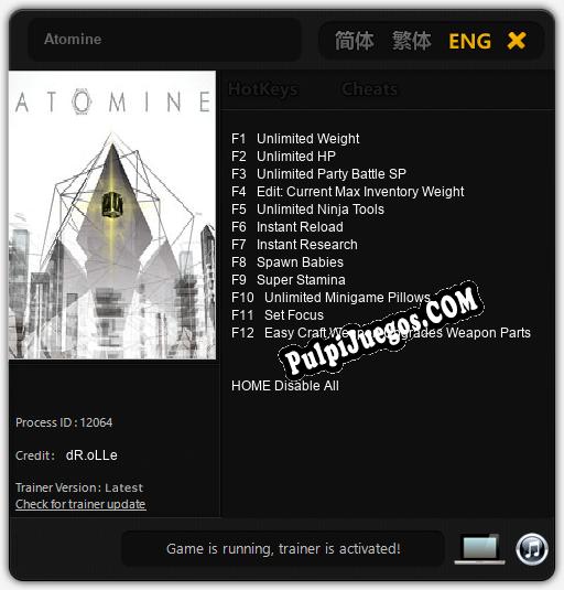 Atomine: Trainer +12 [v1.2]