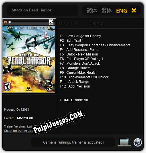 Attack on Pearl Harbor: Cheats, Trainer +12 [MrAntiFan]