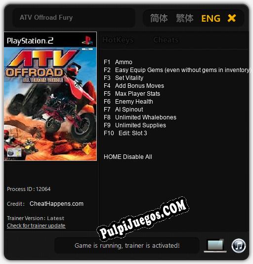 ATV Offroad Fury: Trainer +10 [v1.7]