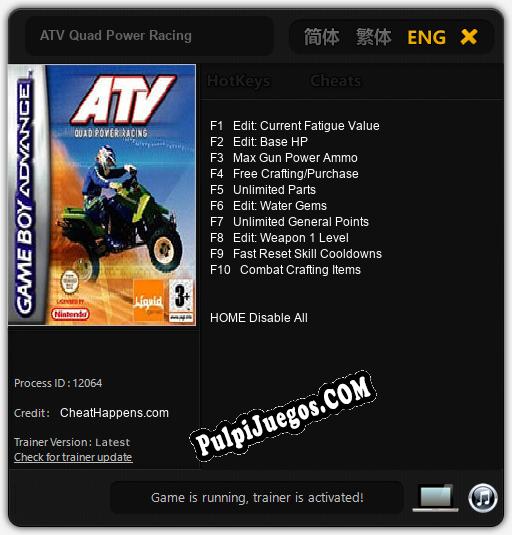 Entrenador liberado a ATV Quad Power Racing [v1.0.1]