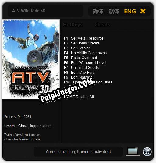 ATV Wild Ride 3D: Trainer +10 [v1.8]