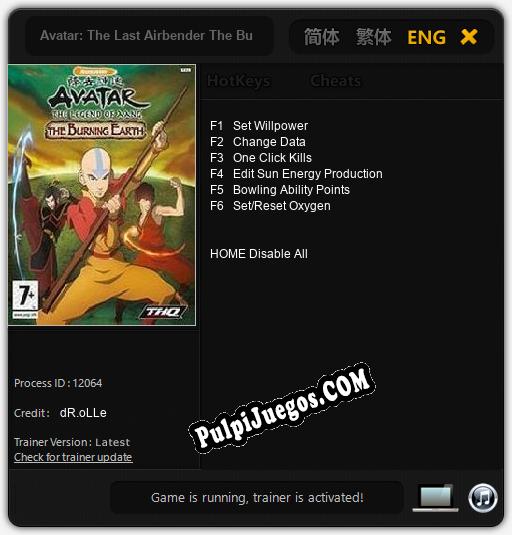 Avatar: The Last Airbender The Burning Earth: Treinador (V1.0.55)