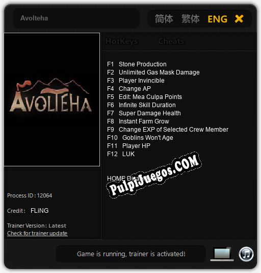 Avolteha: Trainer +12 [v1.2]