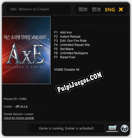 AxE: Alliance vs Empire: Cheats, Trainer +7 [dR.oLLe]