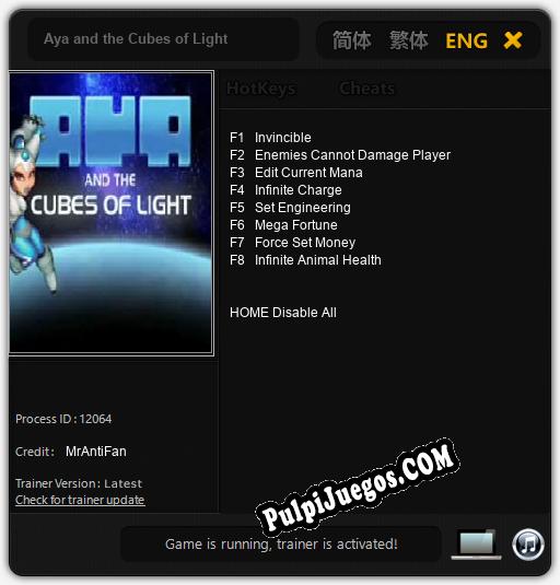 Entrenador liberado a Aya and the Cubes of Light [v1.0.4]