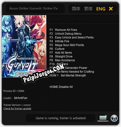 Entrenador liberado a Azure Striker Gunvolt: Striker Pack [v1.0.9]