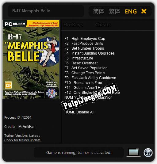 B-17 Memphis Belle: Trainer +13 [v1.6]