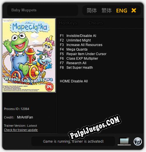 Baby Muppets: Cheats, Trainer +8 [MrAntiFan]