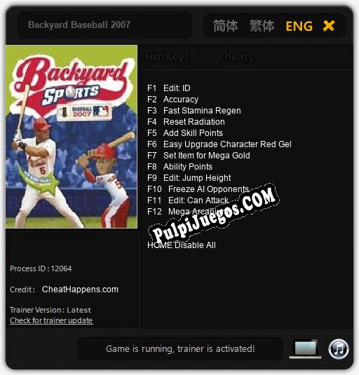 Backyard Baseball 2007: Trainer +12 [v1.3]