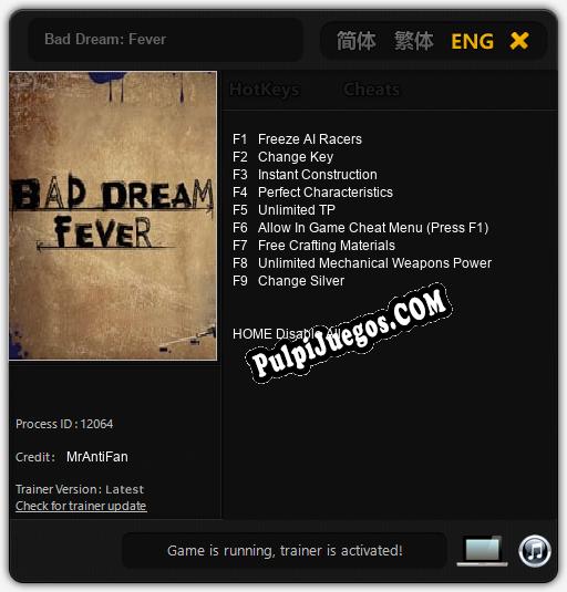 Entrenador liberado a Bad Dream: Fever [v1.0.6]