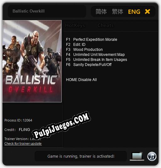 Ballistic Overkill: Treinador (V1.0.3)