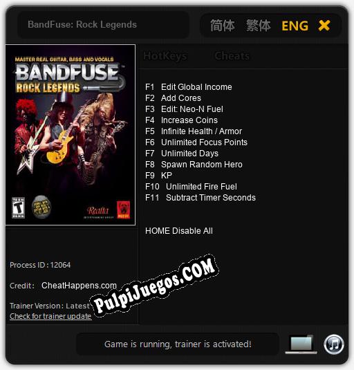 Entrenador liberado a BandFuse: Rock Legends [v1.0.1]