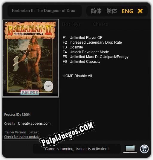 Entrenador liberado a Barbarian II: The Dungeon of Drax [v1.0.3]