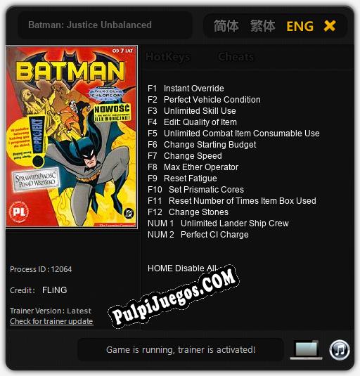 Entrenador liberado a Batman: Justice Unbalanced [v1.0.7]