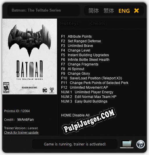 Entrenador liberado a Batman: The Telltale Series [v1.0.3]